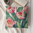 thumbnail image 3 of YINGXI Pink Tulips Throw Pillow Cover 20x20in, 3 of 5