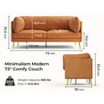 thumbnail image 2 of 73" Mid-Century Modern Loveseat Sofa - Comfy Cushions, Solid Wood Frame, Orange Fabric - Ideal for Office, Living Room & Apartment, Tool-Free Assembly, 2 of 7