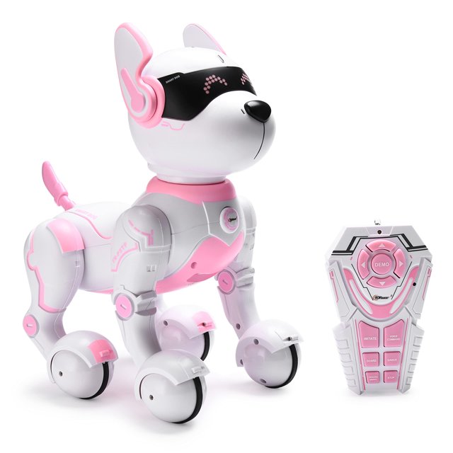 Top Race Juguete Robot para Perros con Control Remoto Edición Táctil, Color Rosa, Control por Voz, para Niños de 3 a 10 Años
