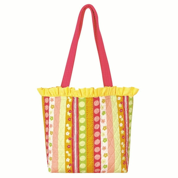 Ribbon Stripe Ruffle Tote