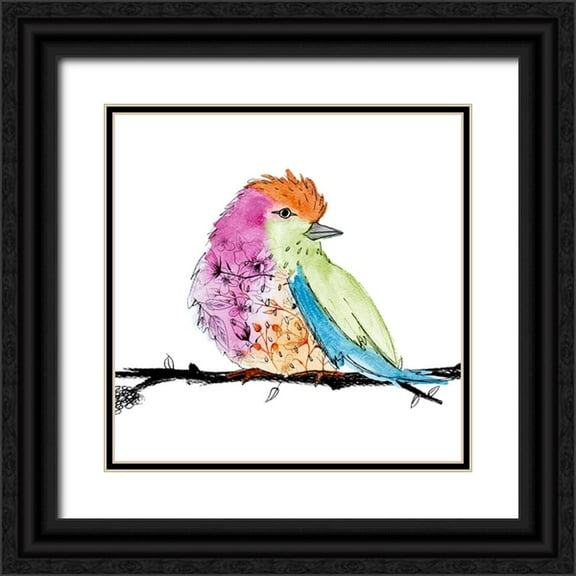 SD Graphics Studio 12x12 Black Ornate Wood Framed with Double Matting Museum Art Print Titled - Bright Bird I