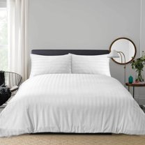 600 Thread Count Duvet Cover Set 3 Piece with Zipper - 100% Egyptian Cotton Comforters & Quilts Protectors and Pillowcases - Soft & Breatheable Blanket Covers - White Stripe, Twin.