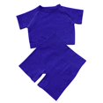thumbnail image 3 of LOVZFMLL Fashion Women Two-Piece Seamless High-Waisted Sports Shorts Workout Set Blue L, 3 of 6