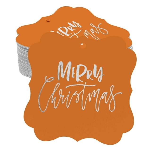 Inkdotpot Étiquettes de Bouteille Joyeux Noël en Argent Véritable Forme de Support Lot de 100