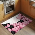 thumbnail image 2 of 2x3 Ft Entryway Area Rug, Valentine's Day Kitchen Rug Runner Washable Floor Mat, Romantic Love Heart Ballons Pink and Black Non Slip Indoor Door Mat Throw Carpet for Bathroom Living Room Bedroom, 2 of 8