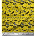thumbnail image 1 of Soimoi Yellow Viscose Chiffon Fabric Artistic Insects Printed Craft Fabric by The Yard 42 Inch Wide, 1 of 3