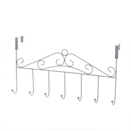

Iron Hooks Over The Door Hook Storage Organizer Rack Traceless Hooks Storage Hook for Bedroom Bathroom Livingroon (White)