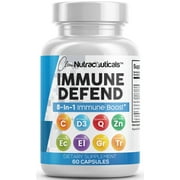 Immune Defense Support Supplement 8 in 1 w/ Zinc 50mg Quercetin, Vit C 1000mg, Vitamin D3 5000 IU, Elderberry, Turmeric Curcumin, Ginger, Echinacea - Immunity System Booster Adults Vegan - 60Ct (USA)