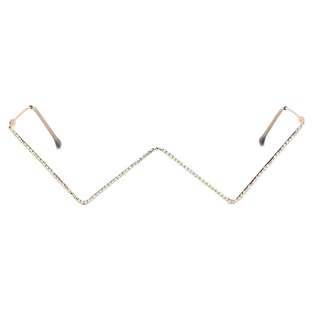 Lipstore Rhinestone Eye Glasses Frames For Women Diamond Half Frame No Lens Diamond Other