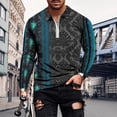 thumbnail image 2 of IROINNID Discount Long Sleeve Pullover Shirts for Men Loose Unisex Daily T-shirt 3D Print Half Zipper Tops Blouse,Blue, 2 of 3