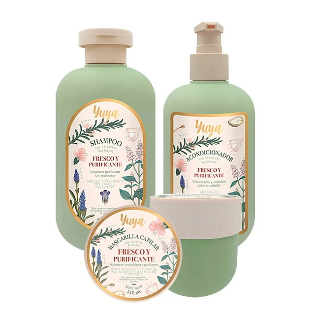 Yuya Kit 3 Piezas Shampoo+mascarilla+acondicionador Fresco y Purificante Menta Romero Lavanta