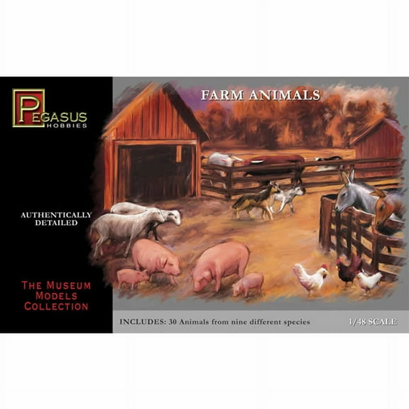 Detailed plastic model kit of 30 animals from 9 different species