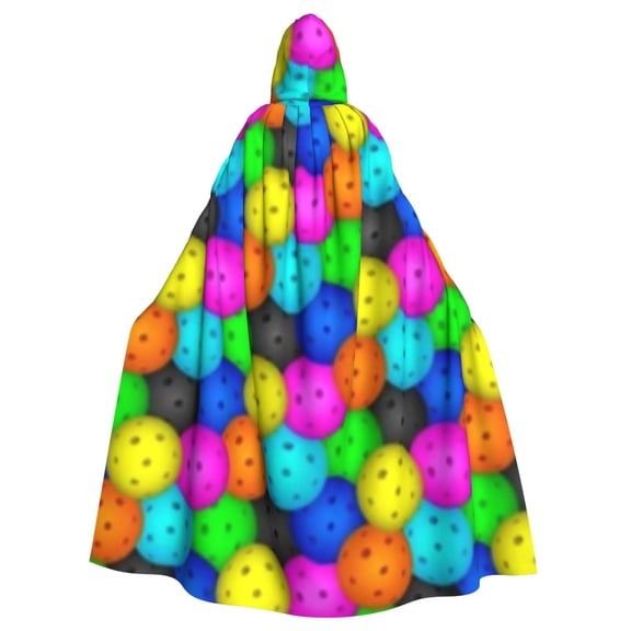 Unisex Hooded Cloak Adult Lightweight Overcoat Colorful Pickleball Balls Cloak for Halloween Cosplay Costumes