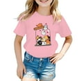 thumbnail image 1 of MEZZALL T-Shirt Graphique Mignon pour Filles, Col Rond, Manches Courtes, Été, Décontracté, Rose, 3-4 Ans, 1 of 4
