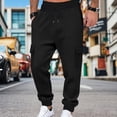 thumbnail image 2 of Men’s Heavyweight Cargo Sweatpants Elastic Waist Baggy Plaid Texture Jogger Trousers Fall Winter, 2 of 7