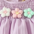thumbnail image 3 of KPOPLK Toddler Baby Girl Summer Clothes 3D Flower Ruffle Sleeveless Smocked Tunic Top Shorts Set Cotton Linen Outfit 2Pcs toddler girl clothes clearance under $10(18-24 Months,Purple), 3 of 5