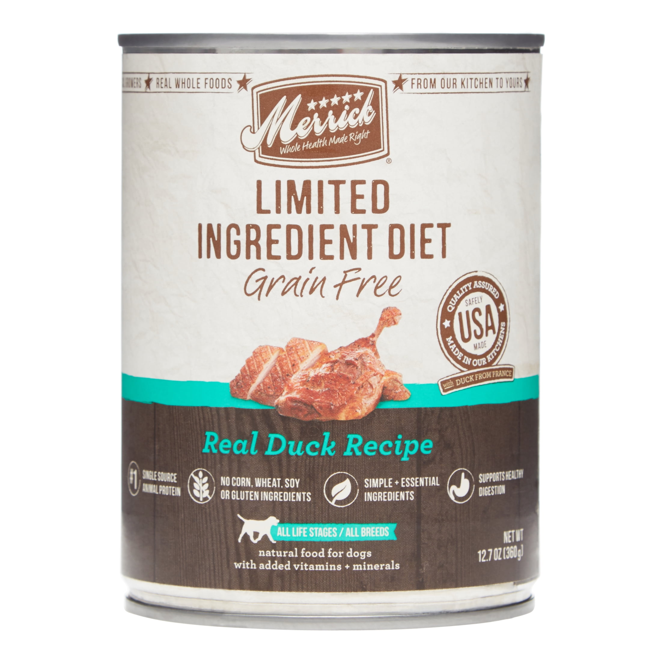 Merrick Limited Ingredient Diet Real Duck All Life Stages Wet Dog Food, 12.7 Oz