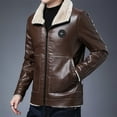 thumbnail image 5 of Men’s Faux Fur Leather Jacket Autumn Winter Fleece Lined Coat Vintage Bomber Jacket Zip-Up Motorcycle Bomber Jacket Casual Tops Coats For Men Up to 65% off Clear!Clearance!!!, 5 of 9