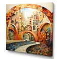 thumbnail image 2 of Designart "Orange Bridge Dynamic Archways Painting I" Pointillism Wall Art Print, 2 of 5
