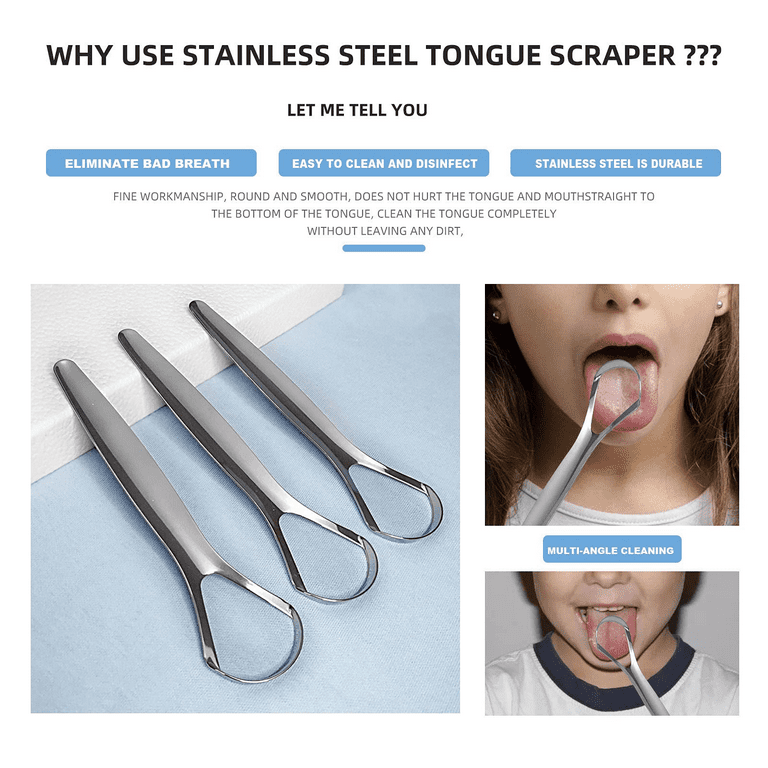Tongue Scraper Stainless Steel 2 Pack Reusable Metal Tongue Cleaners R —  basicConcepts