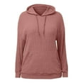thumbnail image 6 of DDAPJ pyju Womens Lightweight Hoodie Sweaters Long Sleeve Ribbed Knit Hooded Sweatshirt Casual Loose Knitted Tops Fall Fashion Hoodies Pink L, 6 of 7