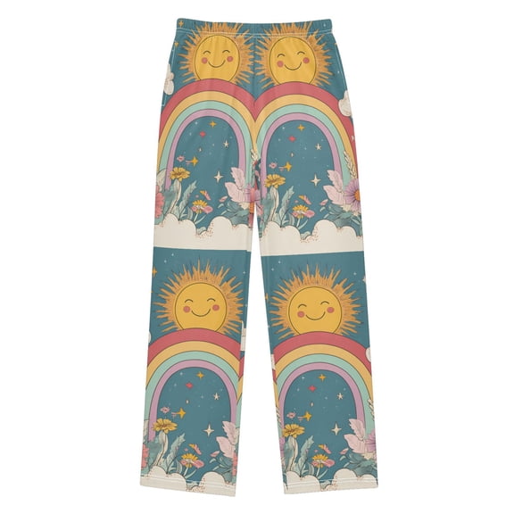 FORMRS Boys Pajama Pants with Pockets Size 6-8Y Kids Lounge Sleep Bottoms, Blue Rainbow
