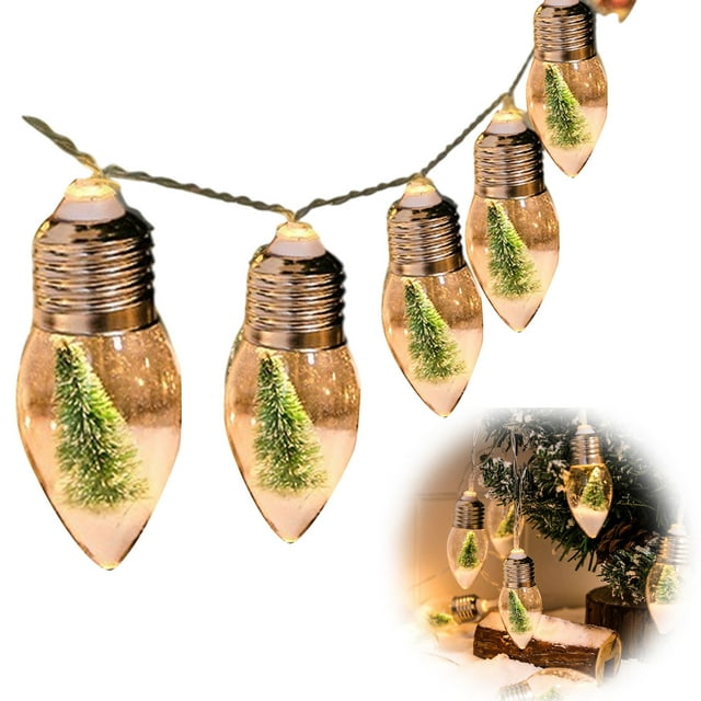 Billuyoard Luces pasadas de moda plásticas de la Navidad para las luces del árbol de navidad de la batería de las decoraciones del globo de la Kits de decoración para fiestas B 3M