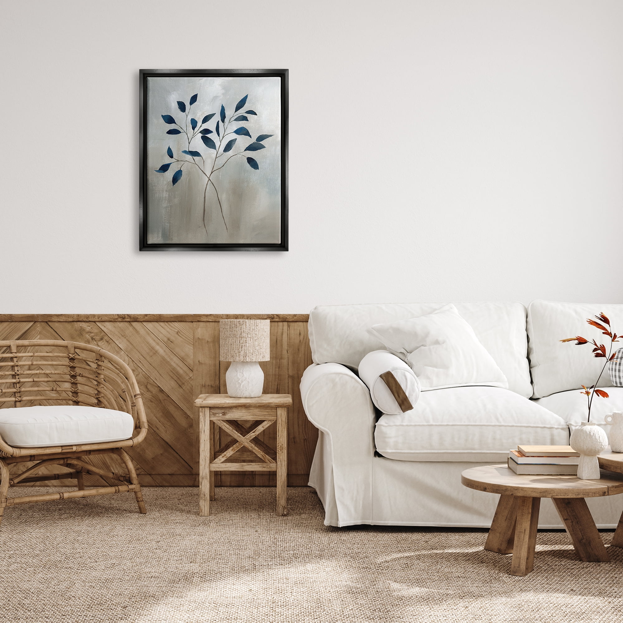 Stupell Industries Grey Herb Sprigs Botanical & Floral Painting Black Floater Framed Art Print Wall Art, 25 x 31