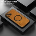 thumbnail image 3 of ELEHOLD For iPhone 13 Luxury Leather Magnetic Shockproof Case Slim Drop Protection Cover, Lens & Screen Protection, Compatible with Magsafe, Skin-Friendly, Brown, 3 of 9