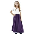 thumbnail image 6 of KyCheLot Girls Long Dress Short Sleeve Casual Color Block Stretchy Maxi Dress with Pockets Dailywear 4-14 Years, 6 of 7