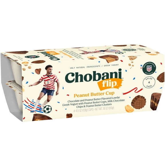 Chobani Flip Low-Fat Greek Yogurt Peanut Butter Cup 4.5 oz 4 Pack