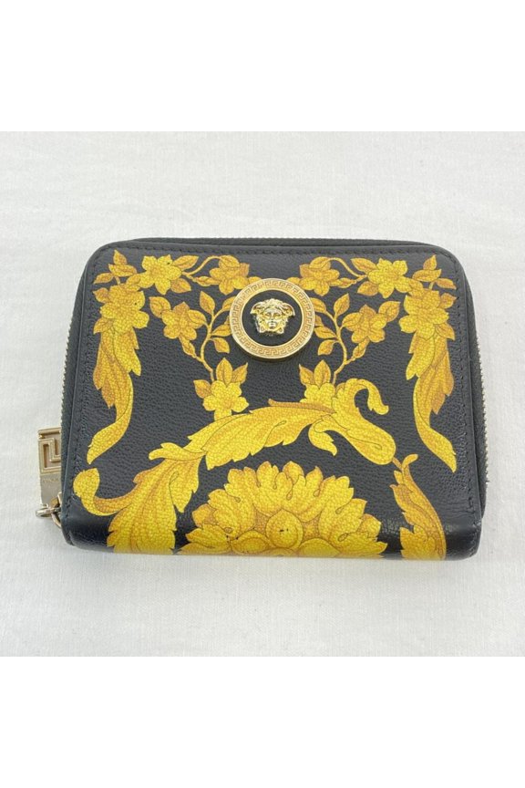 Pre-Owned VERSACE Barocco Wallet Black Versace