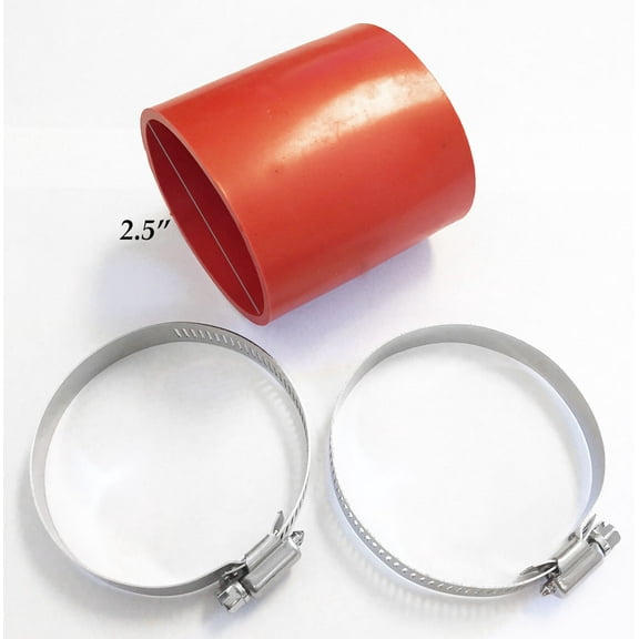 2.5" 63mm Air Intake Intercooler Rubber Coupler With Clamps RED