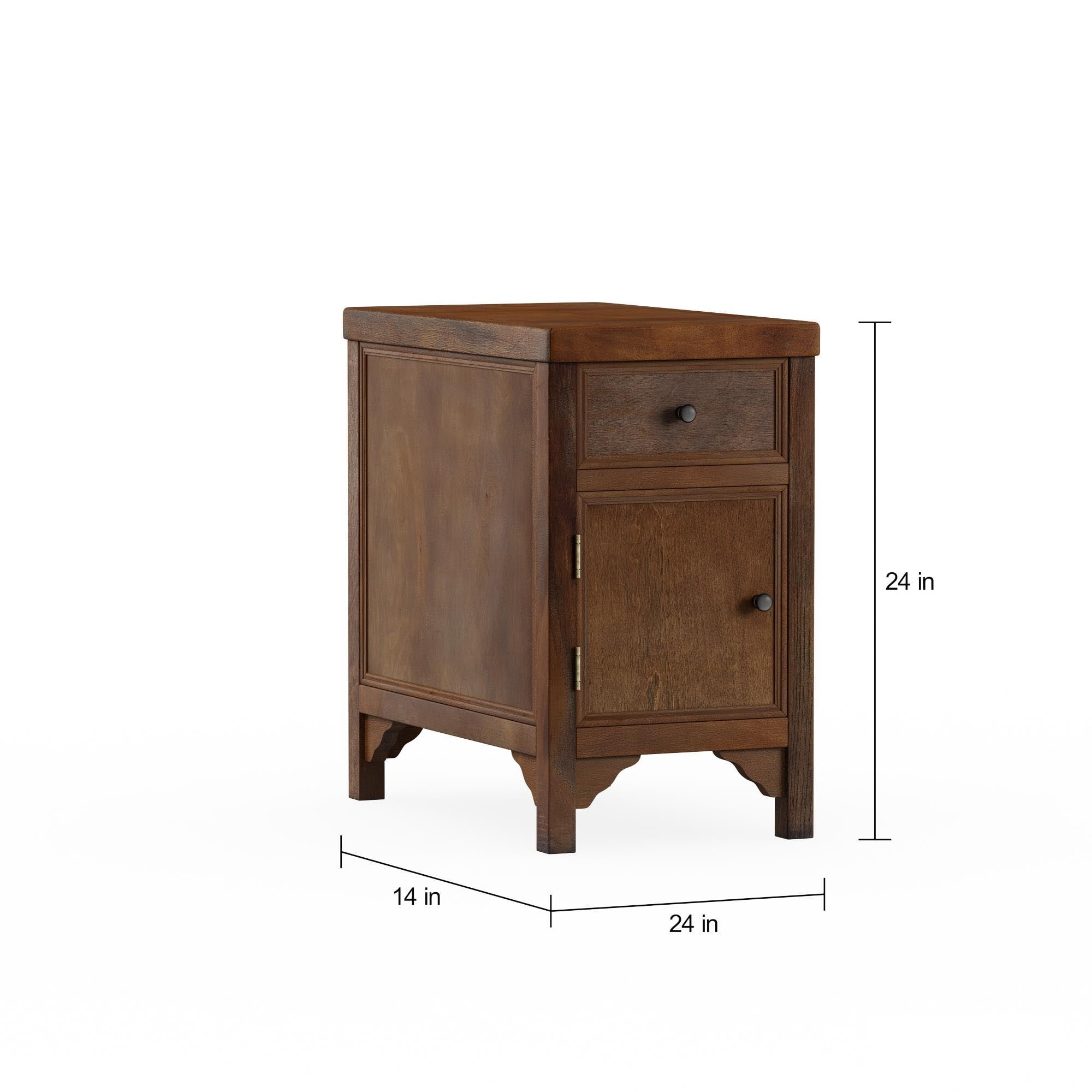 Furniture of America Keller Country Multi-Storage Side Table, Oak