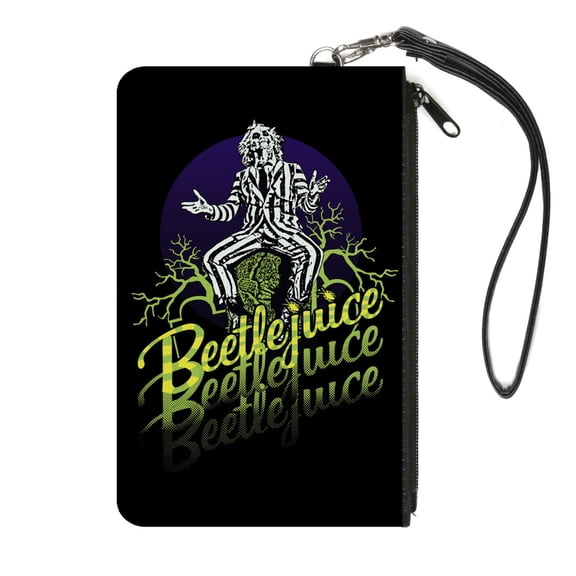 Warner Bros. Horror Movies Wallet, Zip Pouch, Beetlejuice Sitting on Tombstone Pose Trees, Canvas