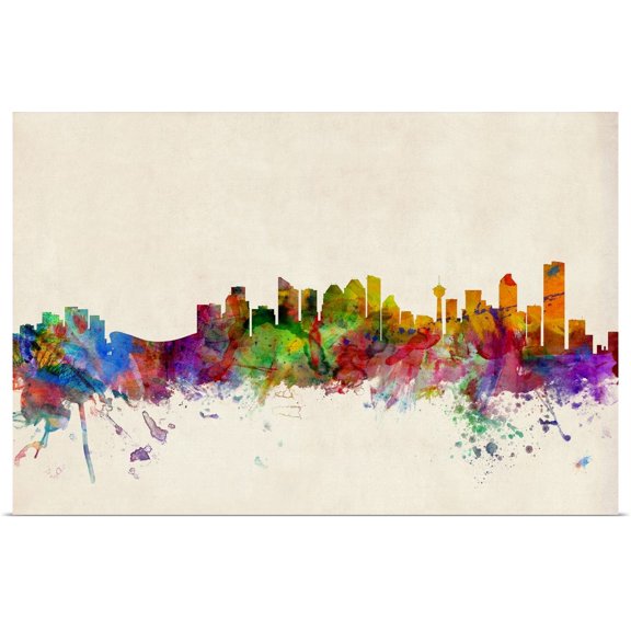 Great BIG Canvas | "Calgary Canada Skyline" Art Print - 24x16