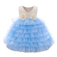 thumbnail image 3 of Kids Girls Ruffled Princess Bridesmaid Pageant Gown Birthday Party Wedding Dress Long Dresses For Girl Summer Girls Dress Shirt, 3 of 9