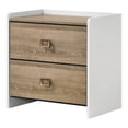 thumbnail image 3 of Furniture of America Mavric Modern Wood 2-Drawer Two-Tone Nightstand with Raised Top Edge, Dusty Oak and White, 3 of 7