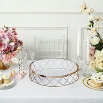 BalsaCircle Gold Clear 16" Round Metal Glass Geometric Cake Stand Party Wedding Catering Decorations