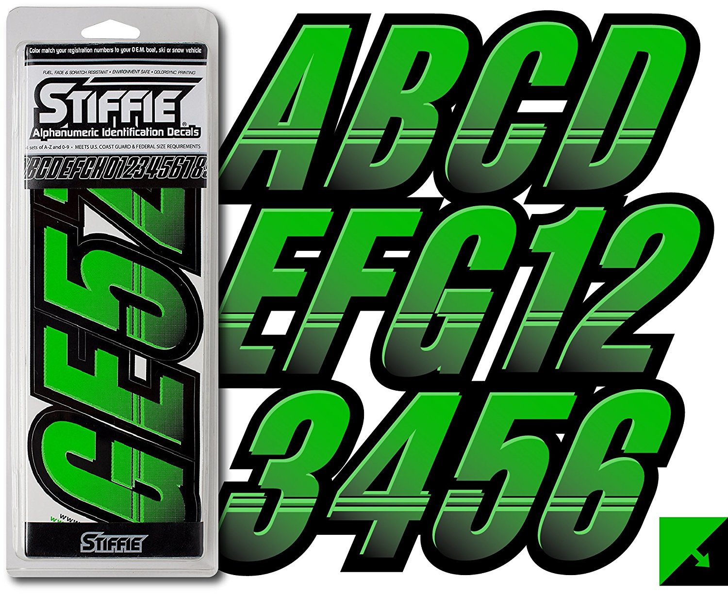 STIFFIE Techtron Boat Registration Number Decals - 3 Inch Rust/Black, Alpha-Numeric Kit (146 Decals)