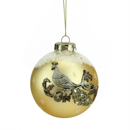 3 25 quot frosted gold embellished peacock design glass ball 3 25 quot frosted gold embellished peacock design glass ball