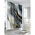 thumbnail image 3 of Abstract Art Marble Texture Shower Curtain, Black Gold Gradient Modern Art Waterproof Shower Curtain Set with 12 Hooks Lightweight Washable Fabric Shower Curtains for Bathroom 72x72 Inches, 3 of 6
