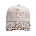 thumbnail image 2 of HuangHuanChen Women's Mama Trucker Hat Trendy MAMA Embroidered Baseball Cap for Women Adjustable Wide Brim Trucker Hat For Women Mama Hat Mother's Casual Sun Hat Beige One Size, 2 of 6