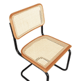 thumbnail image 4 of Breuer Chair Company Marcel Breuer B32 Cesca Cane Cantilever Side Chair w/ Black Steel Frame Cherry Wood & Natural Cane (Made in Italy) by Furnish Theory, 4 of 15