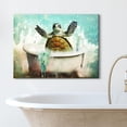 thumbnail image 2 of HFDF Sea Turtle Wall Art Kids Bathroom Wall Decor Teal Turtle Bathtub Picture Nursery Room Watercolor Funny Ocean Animal Canvas Poster Coastal Nautical Artwork Nursery Decorations 16x12inch Framed, 2 of 6