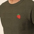 thumbnail image 5 of Dalix Strawberry Embroidered Fleece Crewneck Long Sleeve Sweatshirt Mens in Heather Olive XL X-Large, 5 of 5