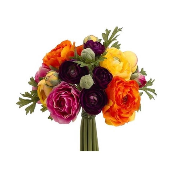 Allstate Floral FBQ368-PU-OR 9 in. Ranunculus Bouquet  Purple & Orange - Pack of 6