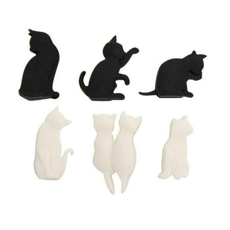 

GENEMA Wine Glass Markers Set of 6 Cute Cat Silicone Drink Glass Charms Tags Identification Cup Labels Signs for Party Bar Accessories