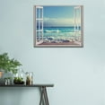 thumbnail image 4 of AEFER Beach Ocean Bathroom Wall Art Coastal Beach Pictures Wall Decor Blue Sea Canvas Painting Print Tropical Ocean Waves Nautical 3D Window View Decor Frame: 24x20inch(60x50cm), 4 of 6