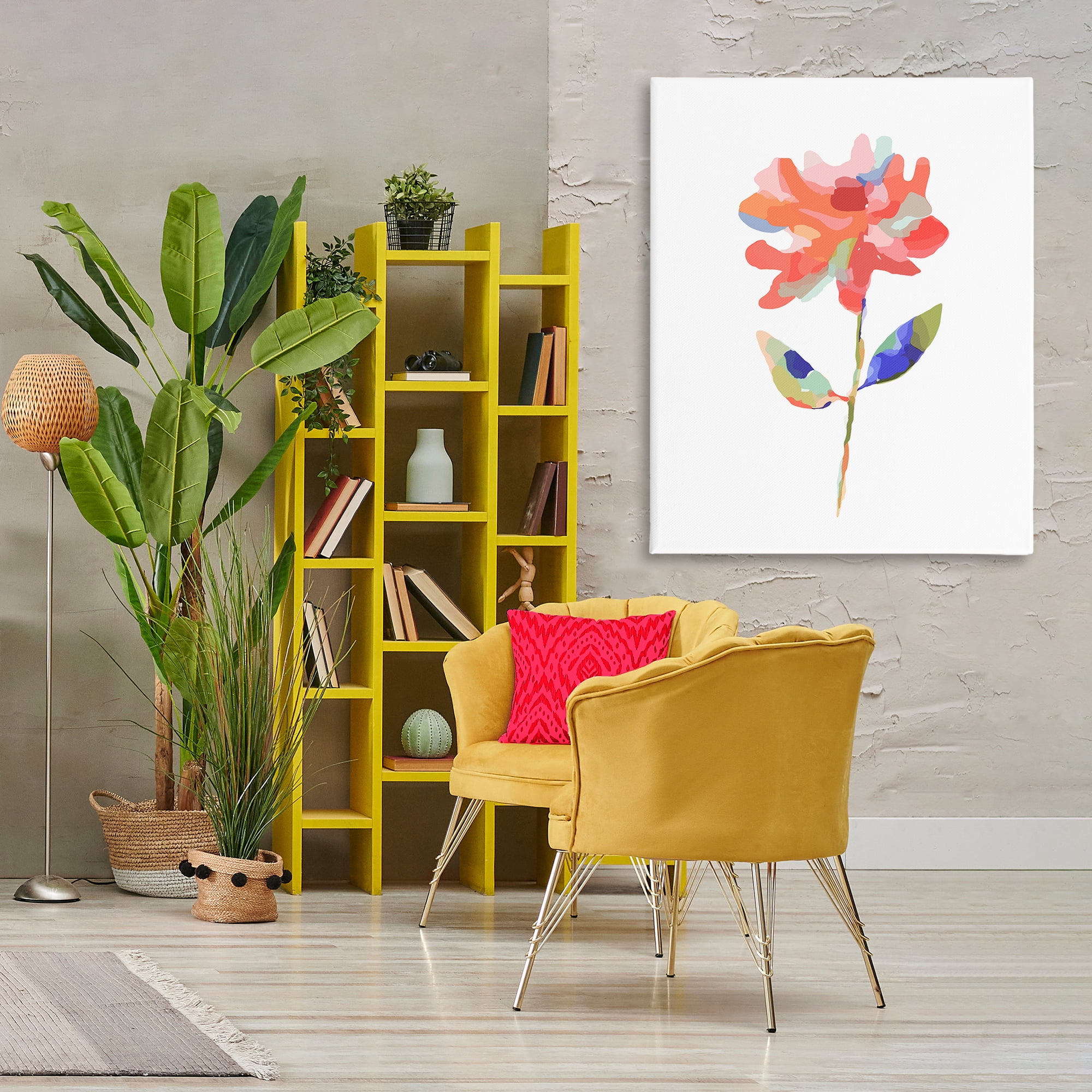 Stupell Industries Mosaic Flower Blossom Plants & Flowers Painting Wrapped Canvas Art Print Wall Art, 36 x 48